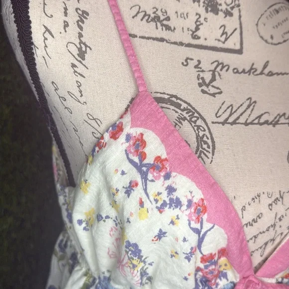 Floral Pink and Blue Women's Top - Picture 3 of 6